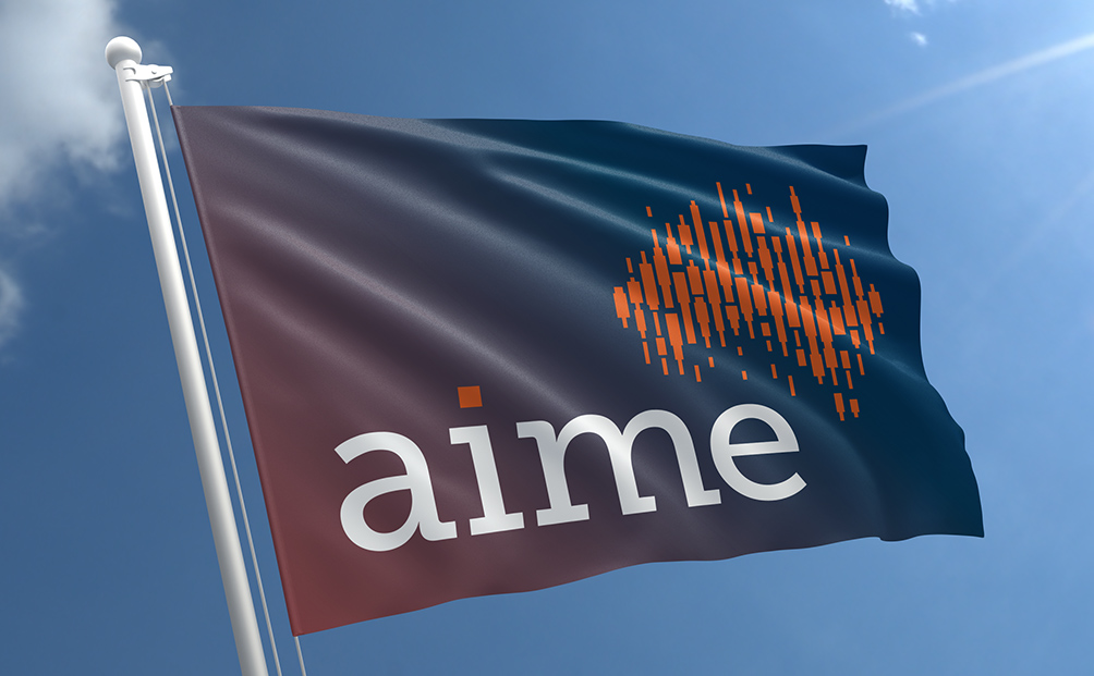 AIME logo on a flag