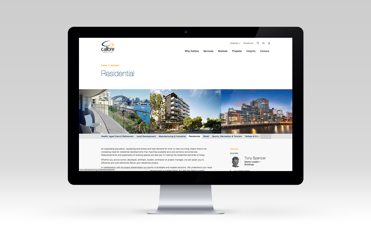Calibre Consulting website internal page mockup