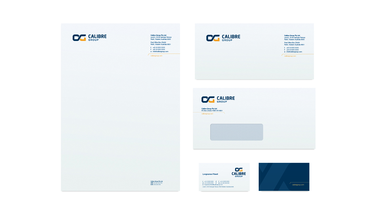 The Calibre Group corporate stationery suite