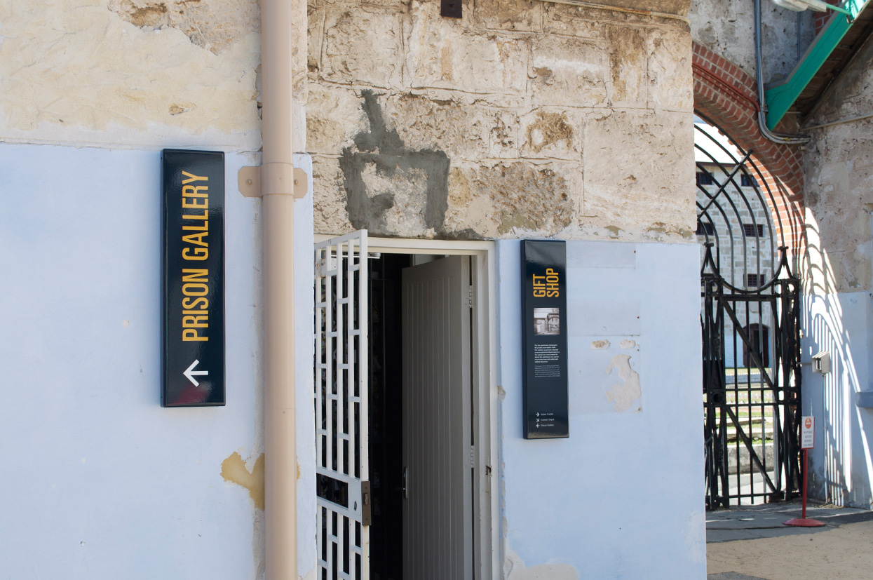 Fremantle Prison Photo Gallery and Gift Shop Signage