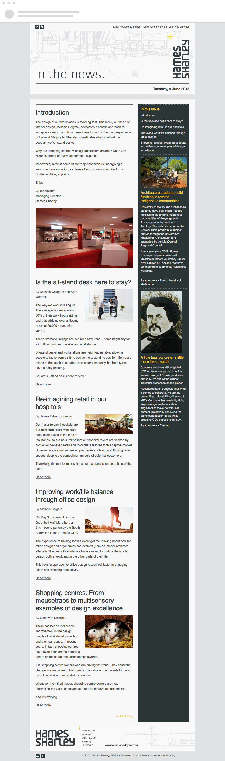 Hames Sharley Email Newsletter Design
