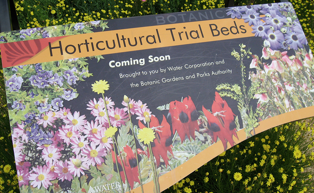 Horticultural Trial Beds interpretive sign at King's Park, Perth
