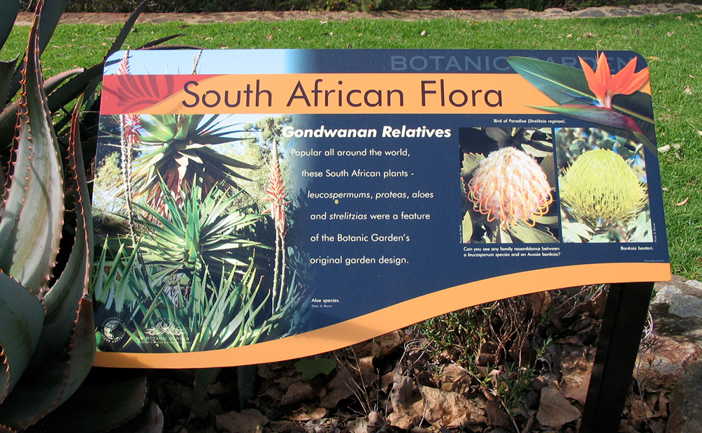 South African Flora interpretive sign at King's Park, Perth