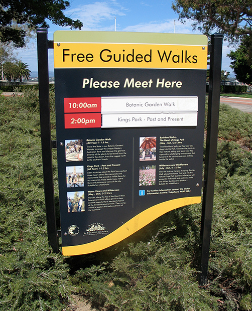 Guided Walking Trailhead Sign at King's Park, Perth