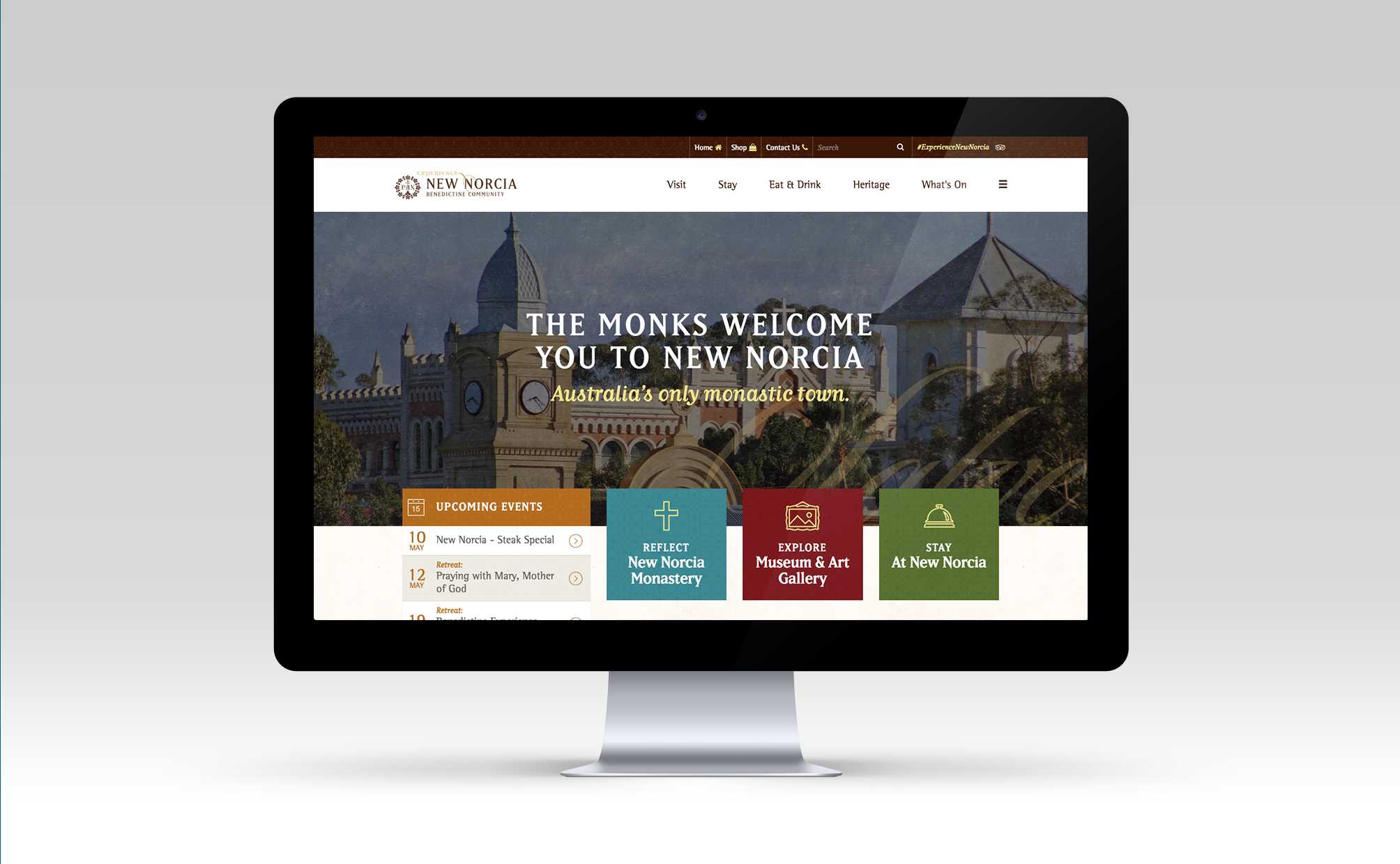 New Norcia Website - Homepage carousel and calendar of events