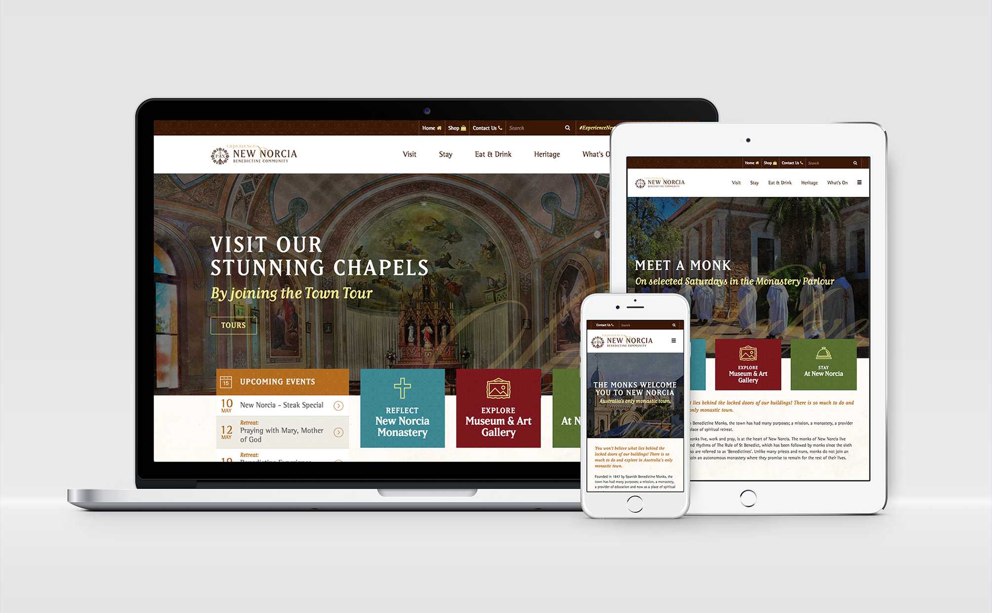 The New Norcia Website is fully responsive to all screen sizes.