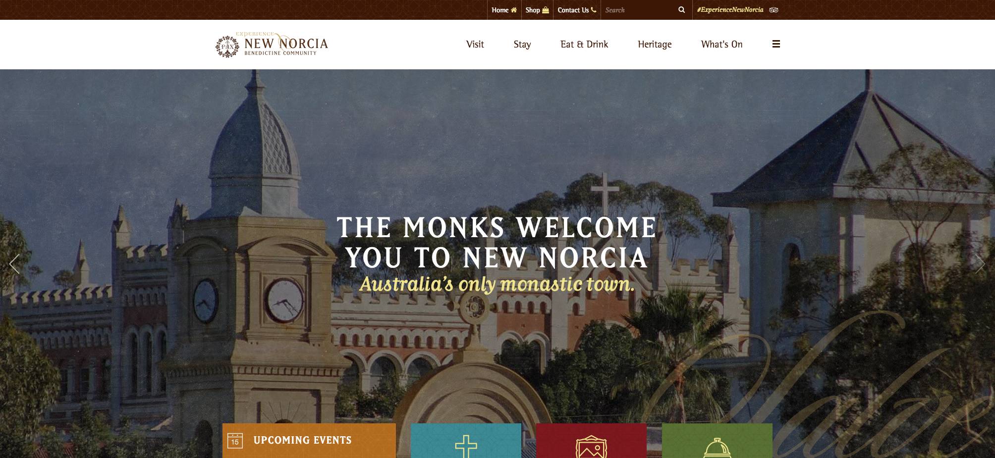 New Norcia Website - menu and carousel