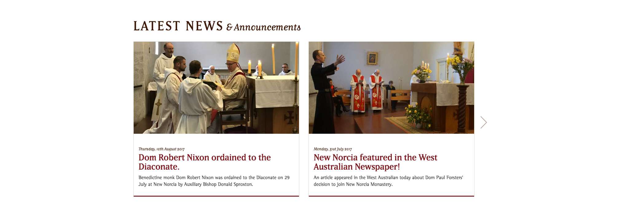 New Norcia Website - News articles