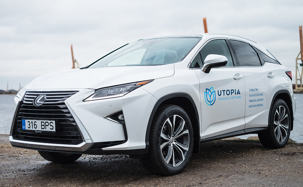 Vehicle branding for Utopia Financial Partners, by Axiom Design Partners