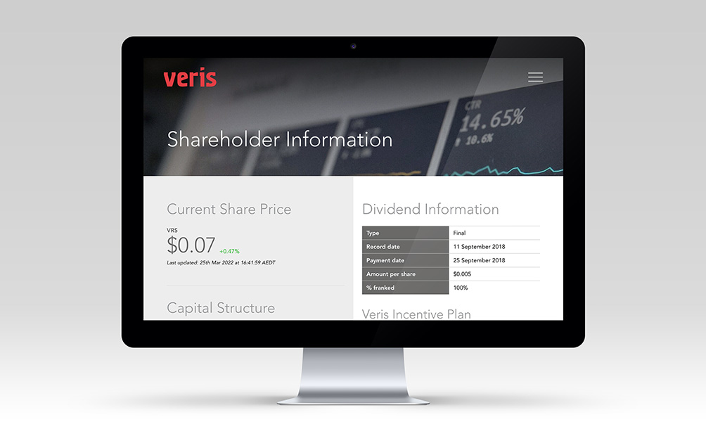 Veris website shareholder information